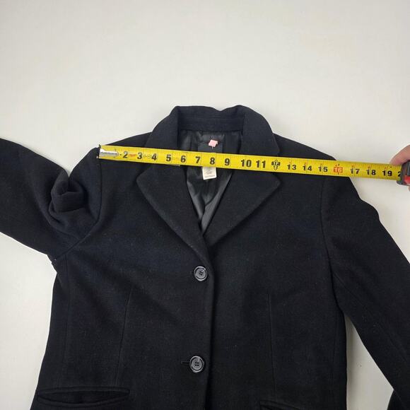 J Crew Long Coat Womens 8 Black Wool Cashmere Blend 3 Button Notch Lapel Lined - Picture 5 of 9